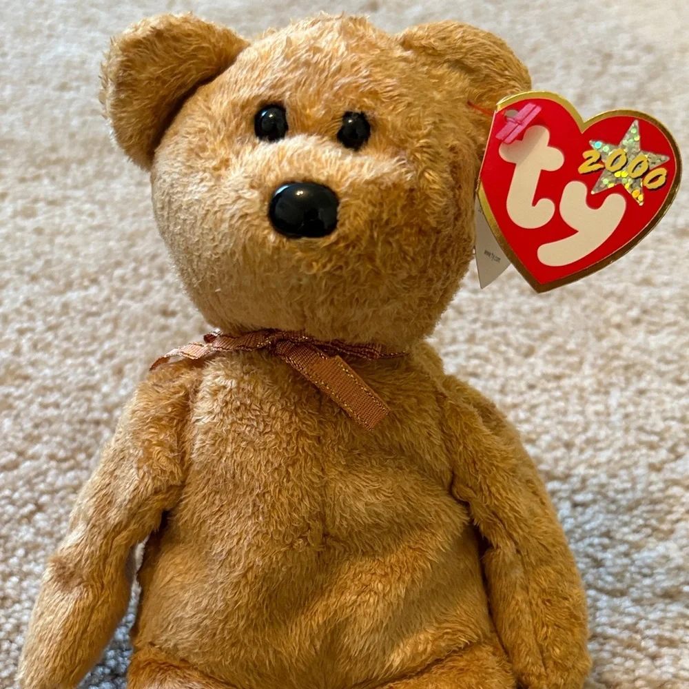 TY Beanie Baby CASHEW Classic Tan Teddy Bear with tag
